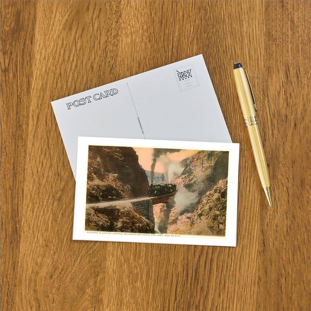 Postcard NM-219 Locomotive through Apache Canyon, New Mexico