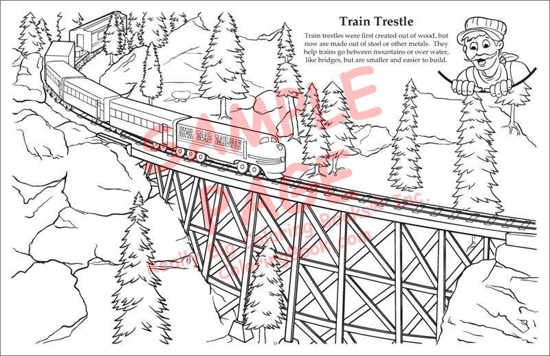 Trains LapTop Coloring Book 17"x11"