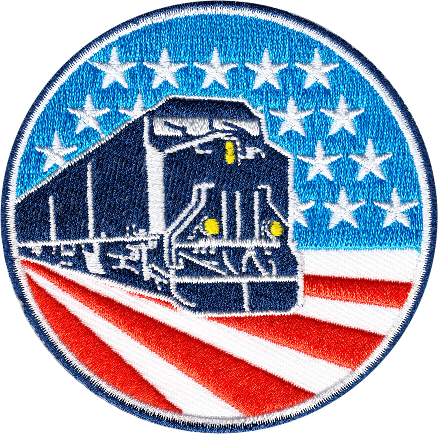Patch - Railroad Train - With American USA Flag Background