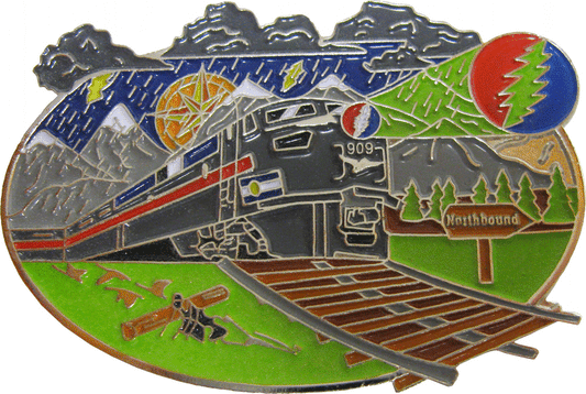 Enamel Pin - Train - With A Lightning Bolt Light
