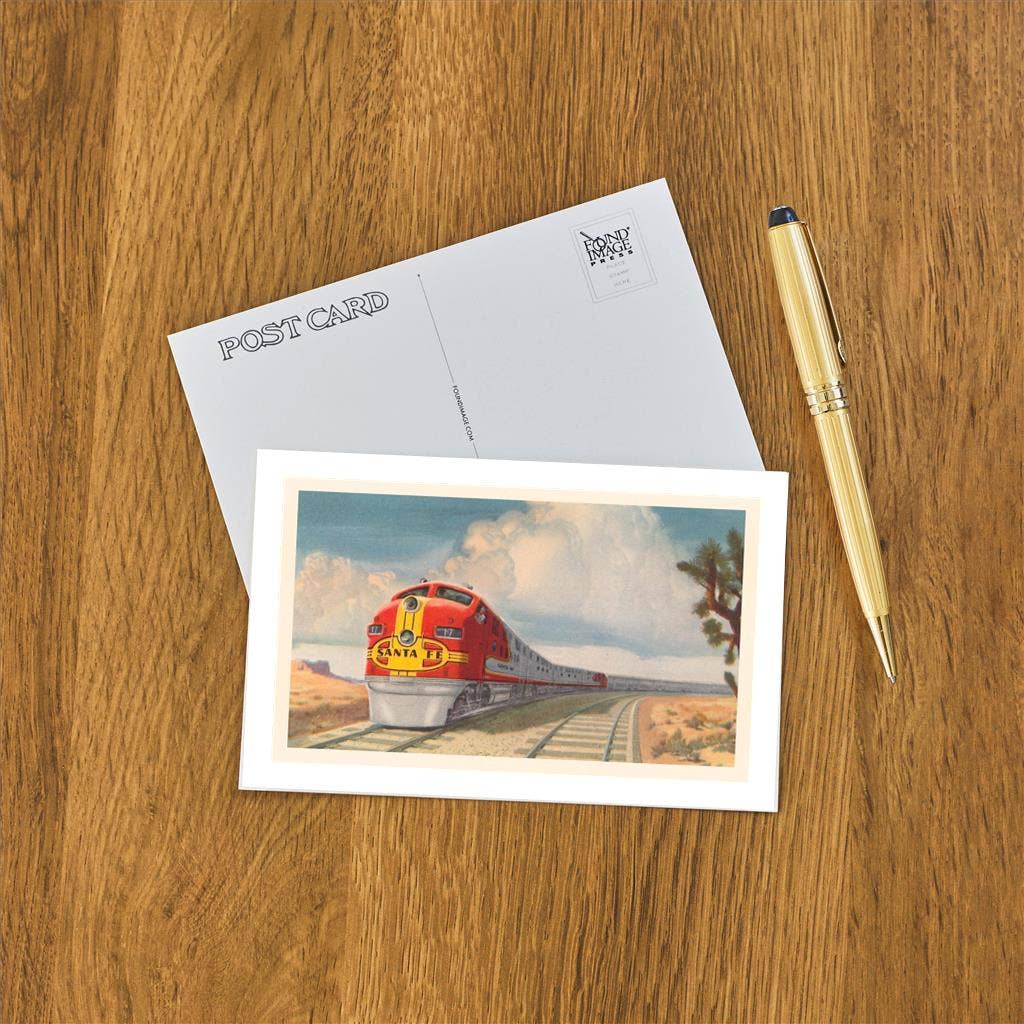 Postcard RR-38 Streamlined Train in Desert