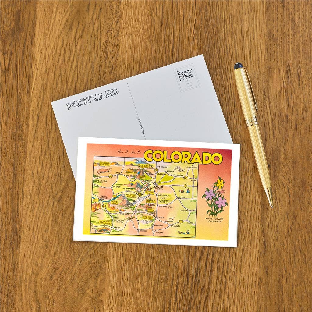 Postcard CO-203 Map of Colorado