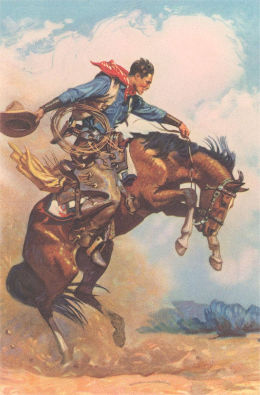 Postcard CB-228 Cowboy on Bucking Bronco