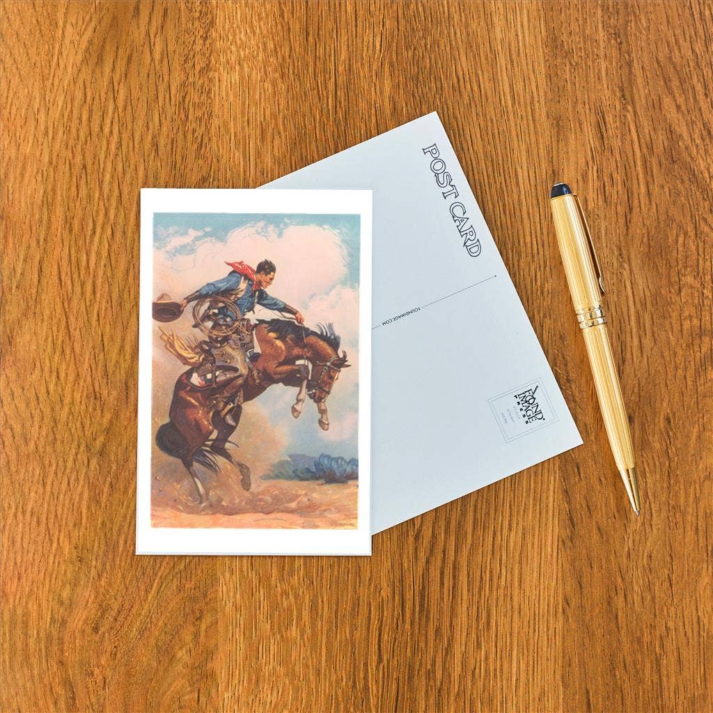 Postcard CB-228 Cowboy on Bucking Bronco