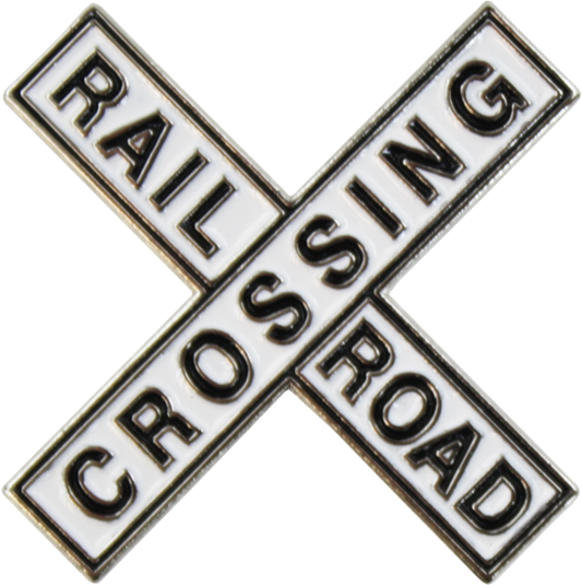 Enamel Pin - Railroad Crossing - White Sign