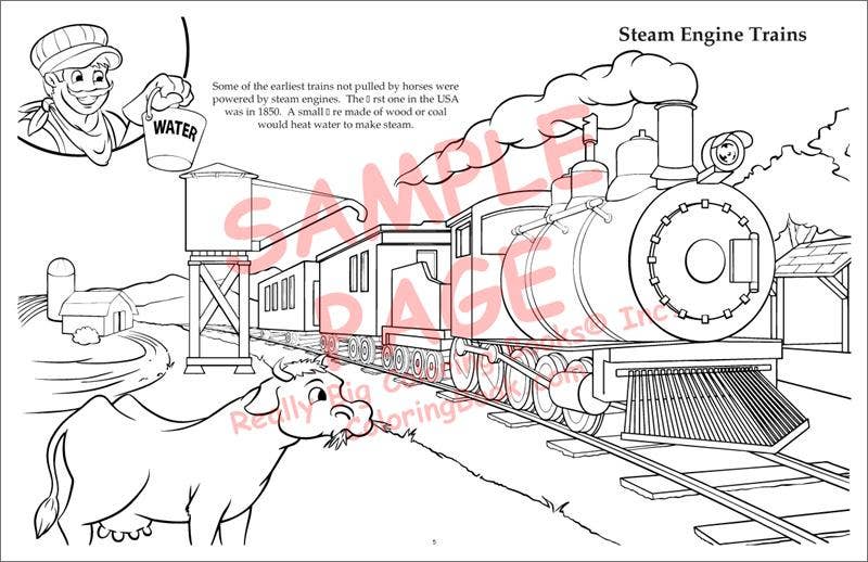 Trains LapTop Coloring Book 17"x11"