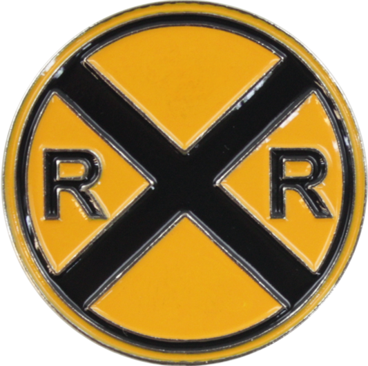 Enamel Pin - Railroad Crossing - Yellow Sign