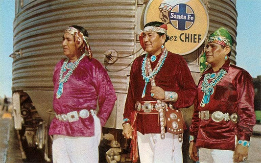 Postcard NA-237 Navajo Indians by Railroad Water Tank