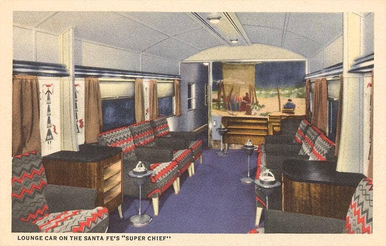 Postcard SW-25 Super Chief Lounge Car